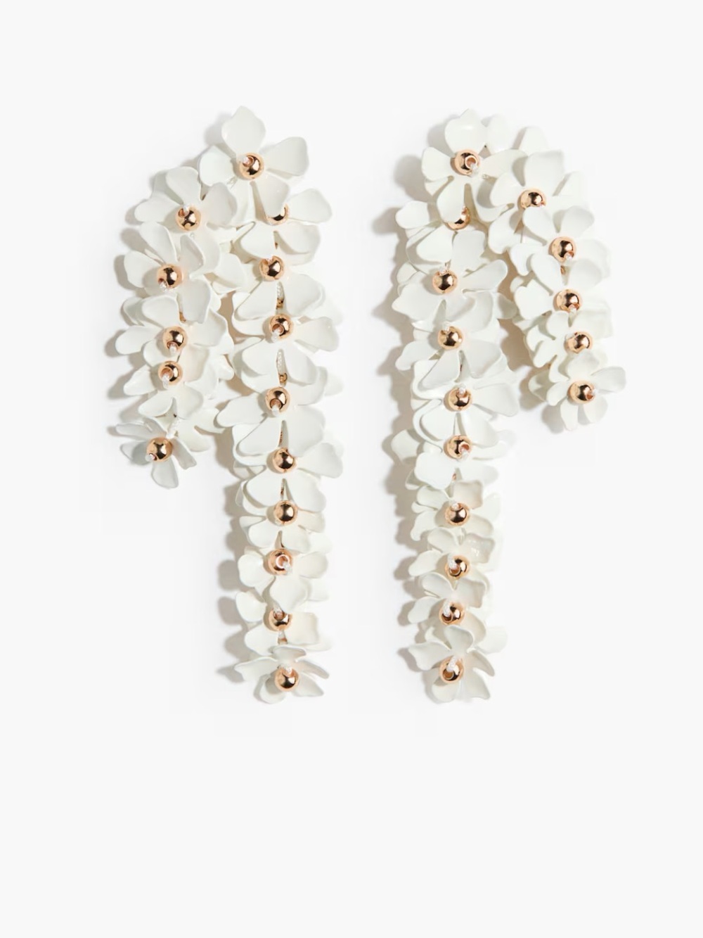 H&M White FLOWER-DETAIL CLUSTER EARRINGS - Picture 4 of 11